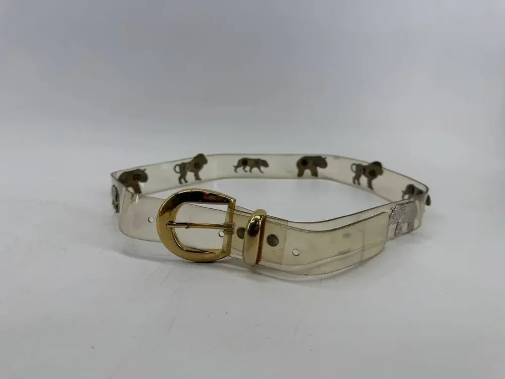 Vintage Clear Plastic Safari Animal Belt Lion Elephant Rhino Hippo 38
